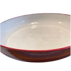 VTG Enamelware BIG Red/White Bowl Cottage core No Chips Inside Bowl/Tray 14.5”
